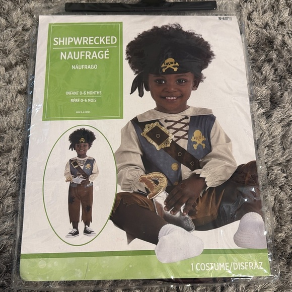 Party City Blue and Brown Pirate Costume Halloween - Picture 2 of 5